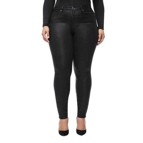 Good American Denim - Good American Good Legs Coated Mid Rise Ankle Skinny Jeans Black Size 20